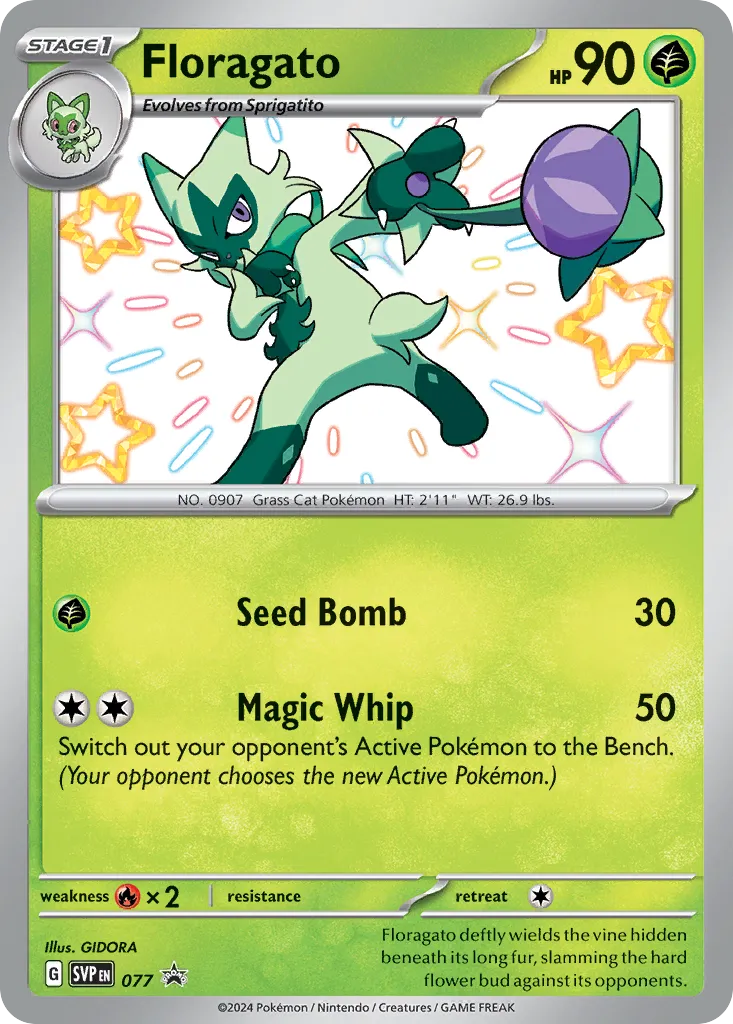 Floragato #77, Scarlet & Violet Black Star Promos Paldean Fates Meowscarada EX Premium Collection