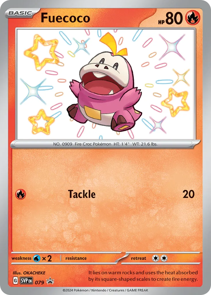 Fuecoco #79, Scarlet & Violet Black Star Promos Paldean Fates Skeledirge EX Premium Collection