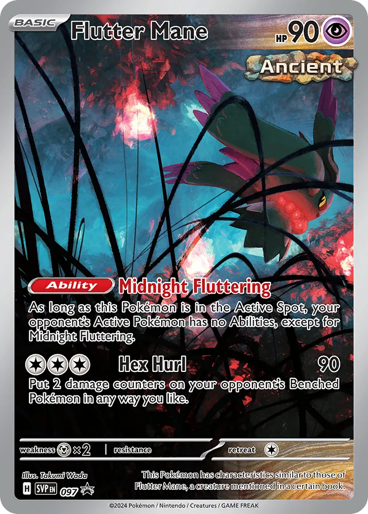 Flutter Mane #97, Scarlet & Violet Black Star Promos Temporal Forces Pokemon Center Elite Trainer Box-Walking Wake