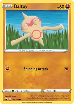 Baltoy #102, Sword & Shield