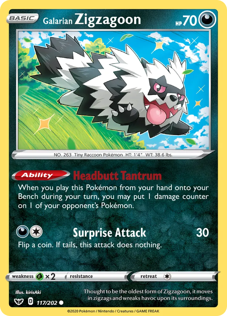 Galarian Zigzagoon #117, Sword & Shield