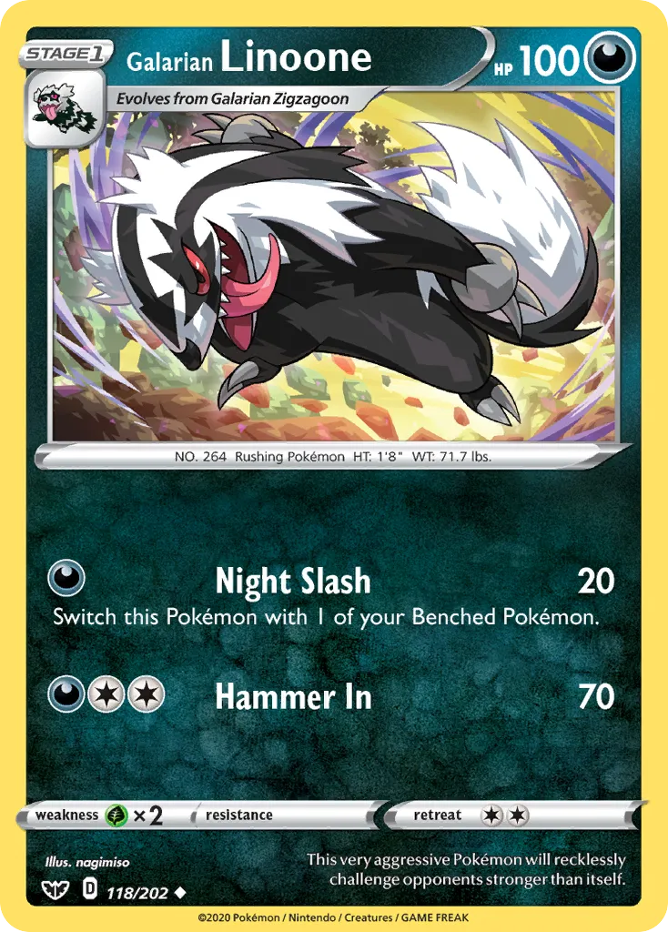 Galarian Linoone #118, Sword & Shield