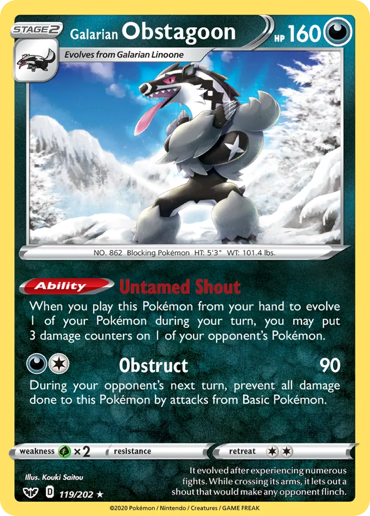 Galarian Obstagoon #119, Sword & Shield