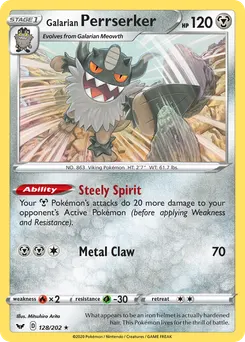 Galarian Perrserker #128, Reverse Foil