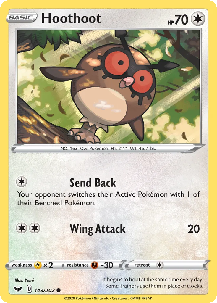 Hoothoot #143, Sword & Shield Reverse Foil
