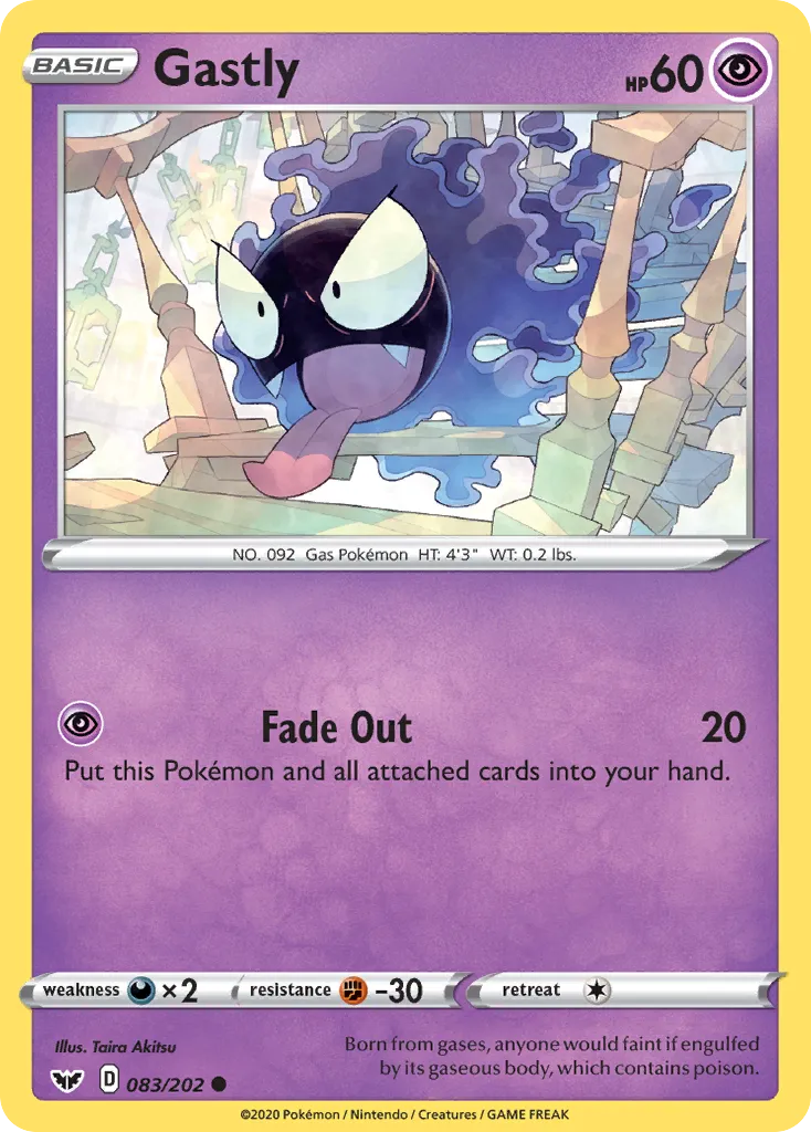 Gastly #83, Sword & Shield Reverse Foil