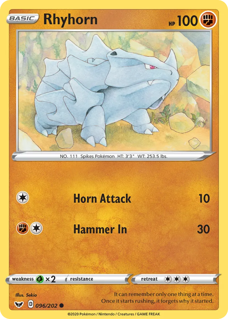 Rhyhorn #96, Sword & Shield