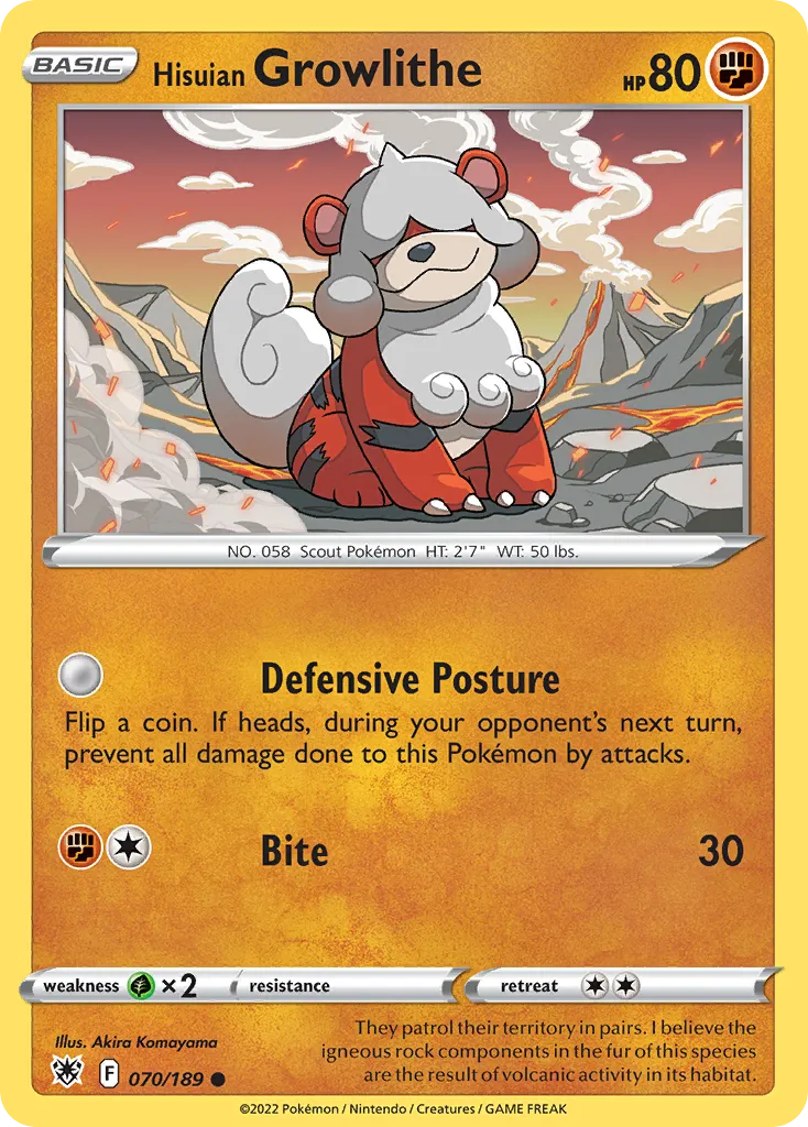 Hisuian Growlithe #70, Astral Radiance Reverse Foil