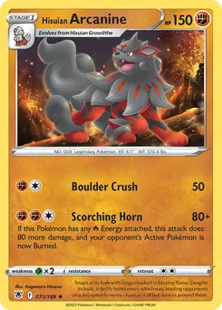 Hisuian Arcanine #71, Reverse Foil