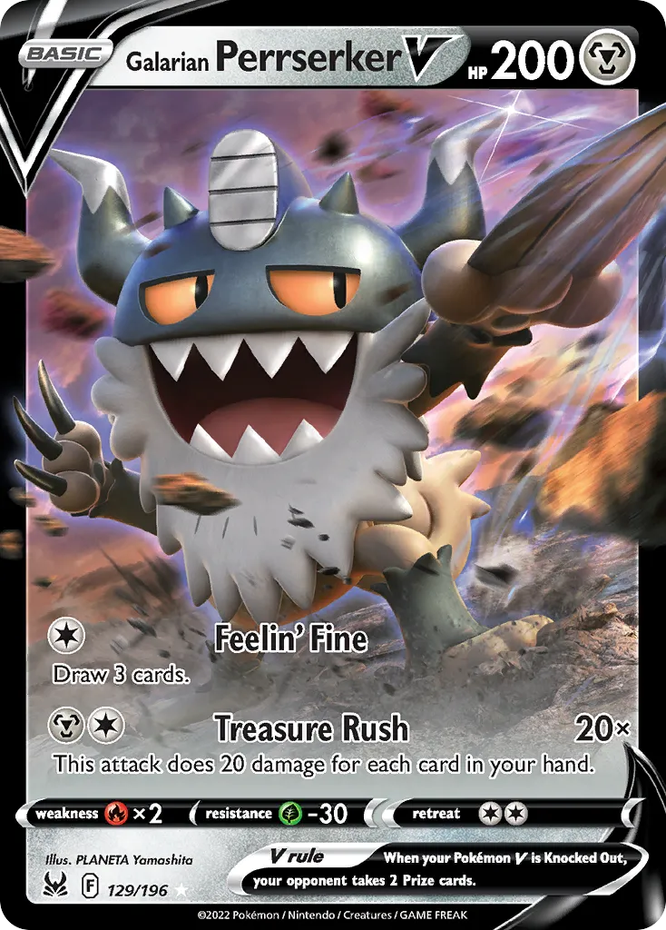 Galarian Perrserker V #129, Lost Origin