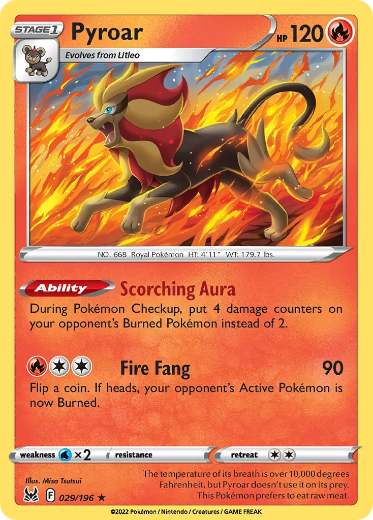 Pyroar #29, Lost Origin Reverse Foil