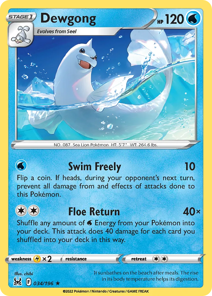 Dewgong #34, Lost Origin Reverse Foil