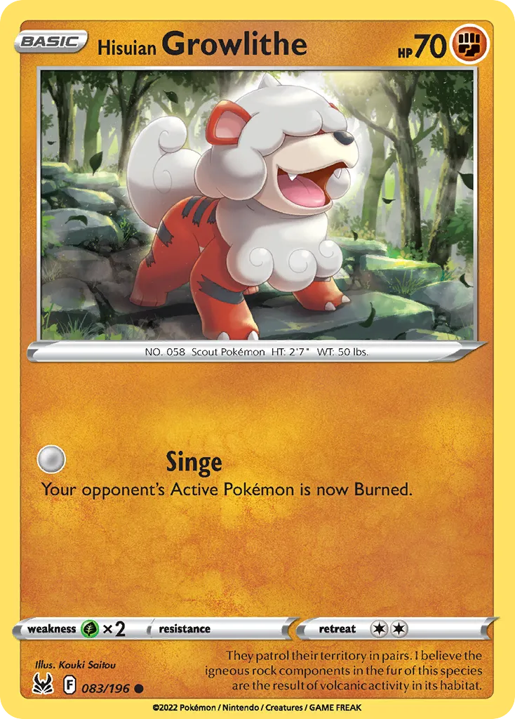 Hisuian Growlithe #83, Lost Origin Reverse Foil