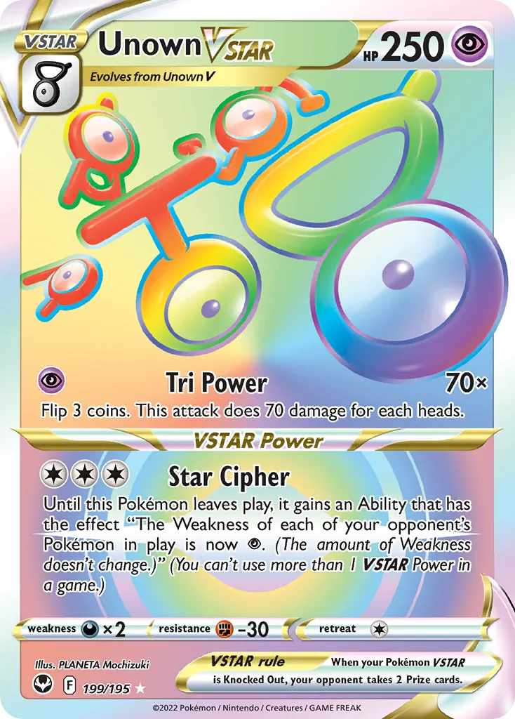 Unown VSTAR #199, Silver Tempest Secret