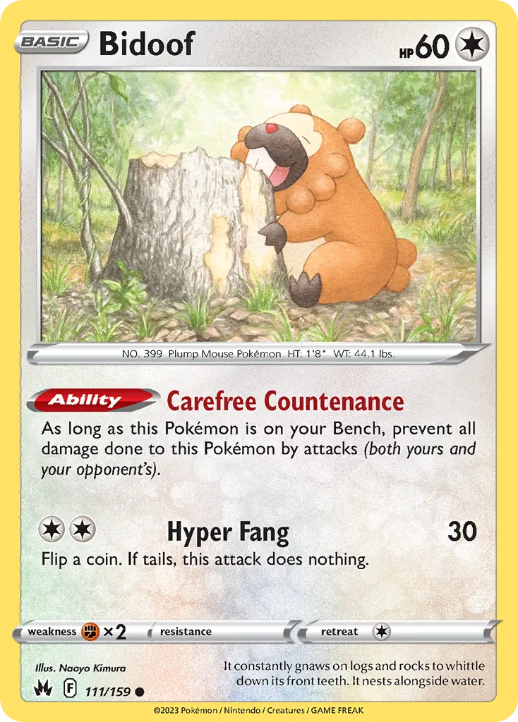 Bidoof #111, Crown Zenith Reverse Foil