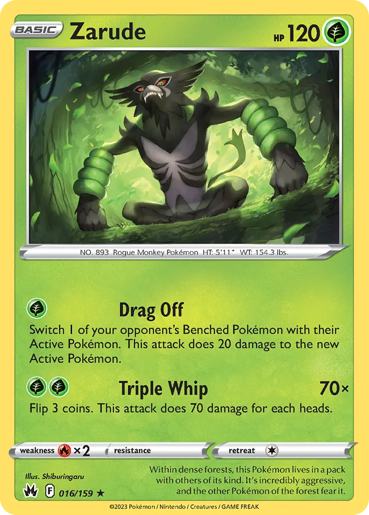 Zarude #16, Crown Zenith Reverse Foil