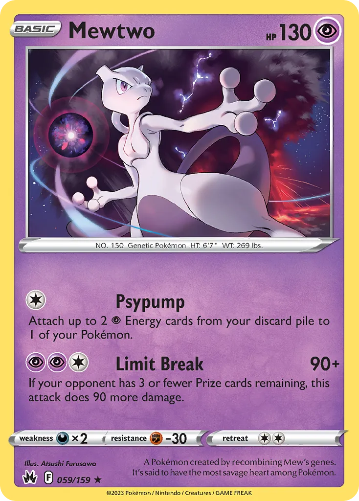 Mewtwo #59, Crown Zenith Reverse Foil