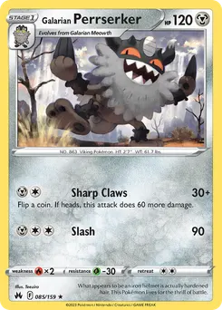 Galarian Perrserker #85, Reverse Foil