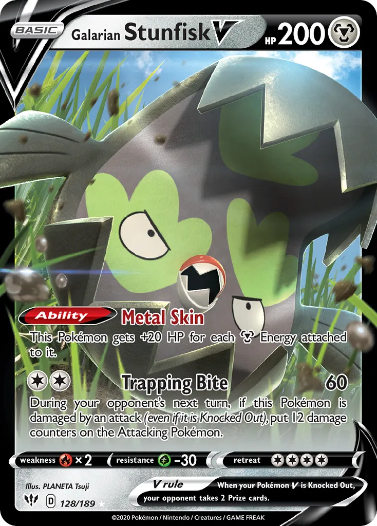 Galarian Stunfisk V #128, Darkness Ablaze