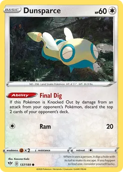 Dunsparce #137, Darkness Ablaze