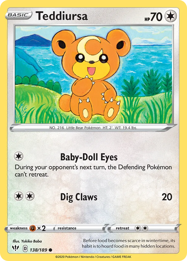 Teddiursa #138, Darkness Ablaze Reverse Foil