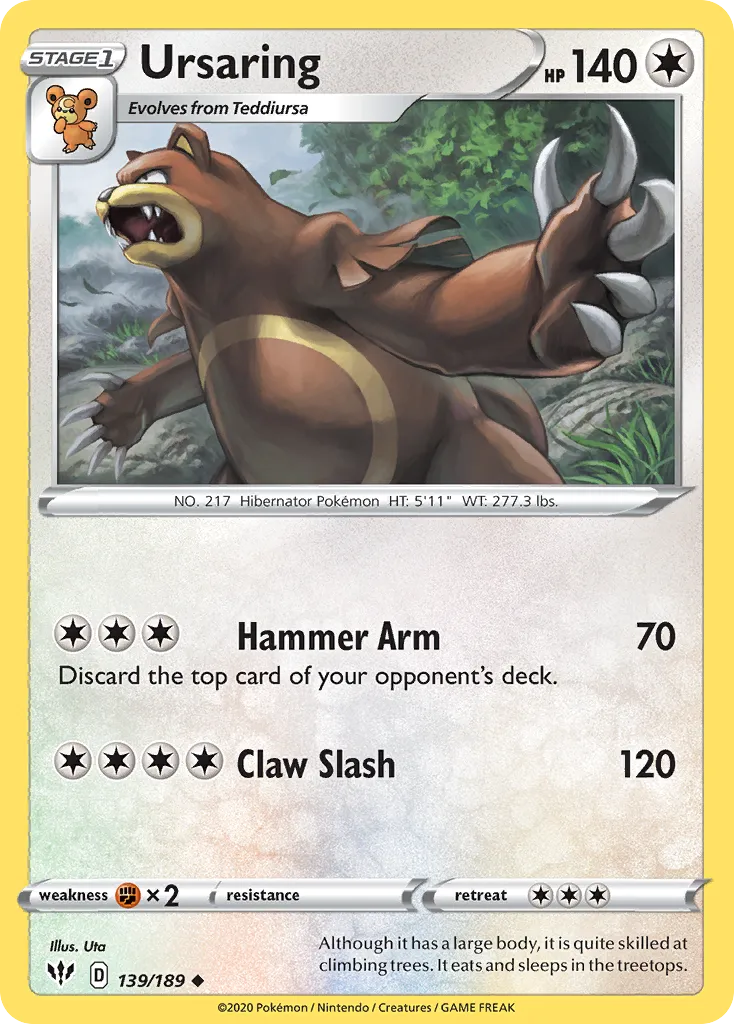 Ursaring #139, Darkness Ablaze Reverse Foil