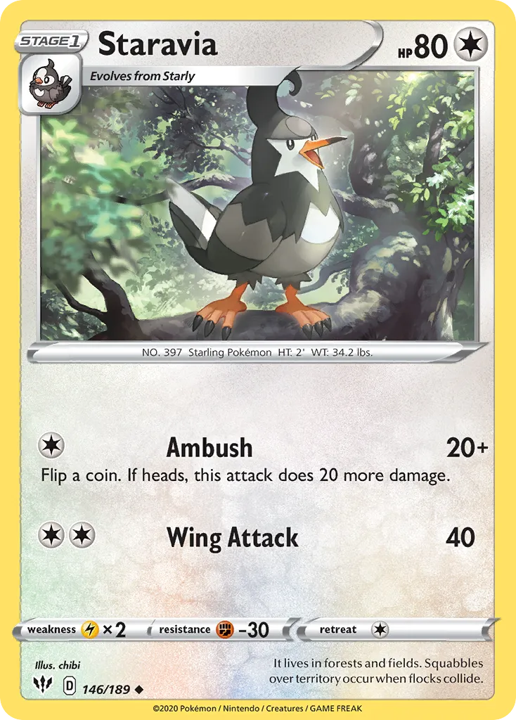 Staravia #146, Darkness Ablaze Reverse Foil