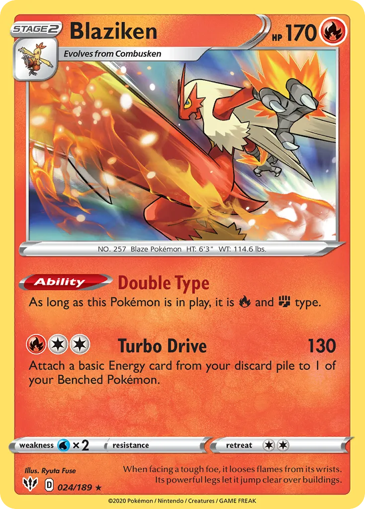 Blaziken #24, Darkness Ablaze Reverse Foil