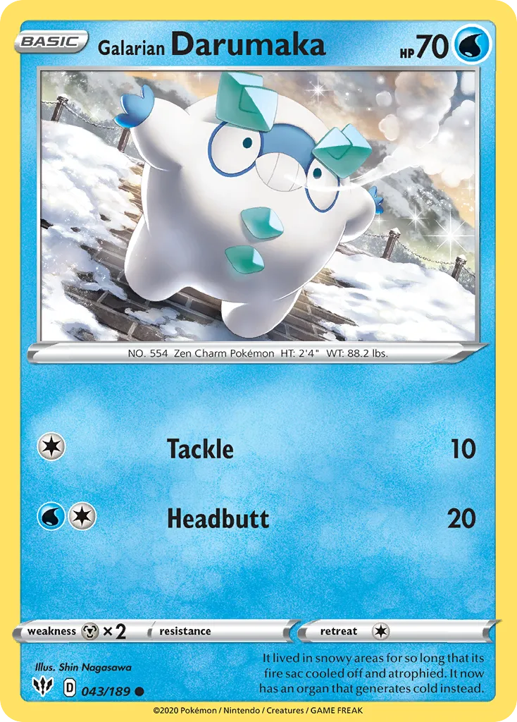 Galarian Darumaka #43, Darkness Ablaze Reverse Foil