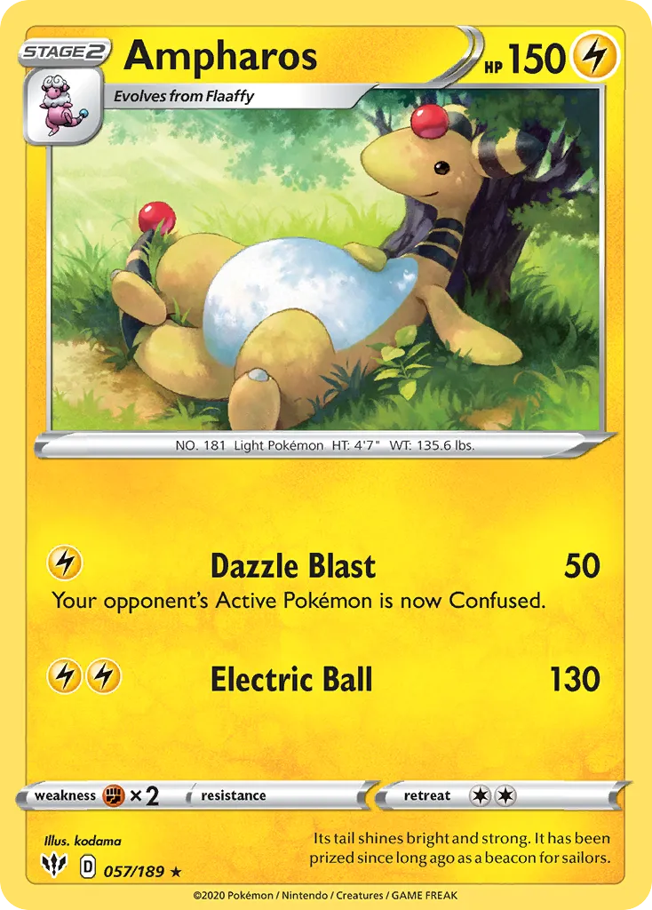 Ampharos #57, Darkness Ablaze Reverse Foil