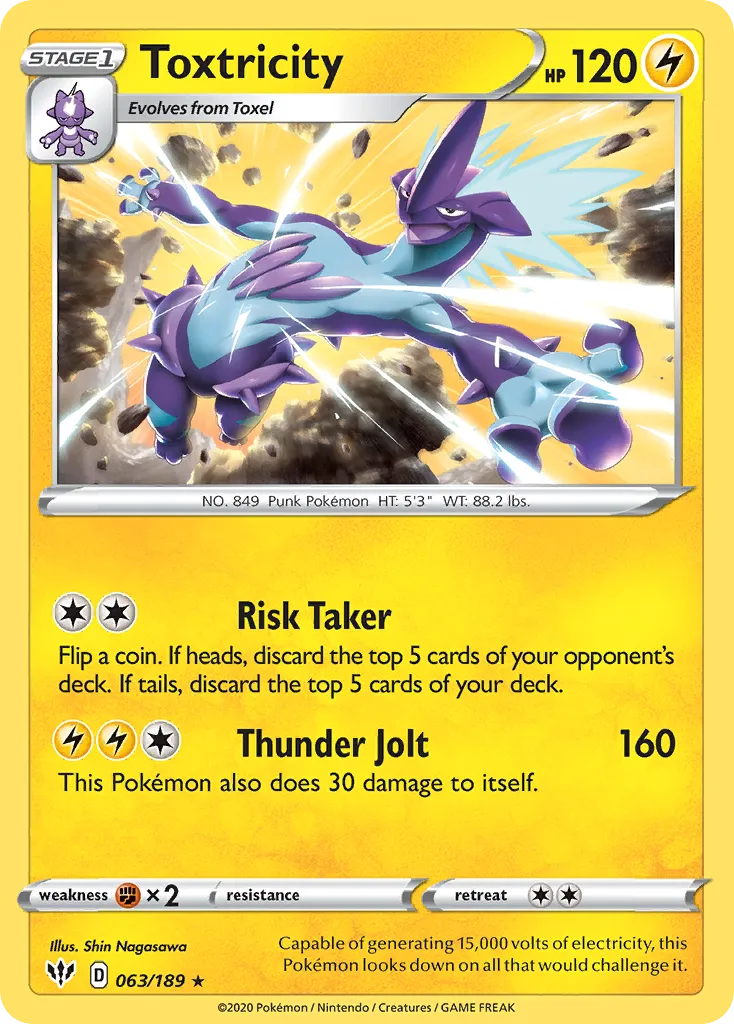 Toxtricity #63, Darkness Ablaze Reverse Foil