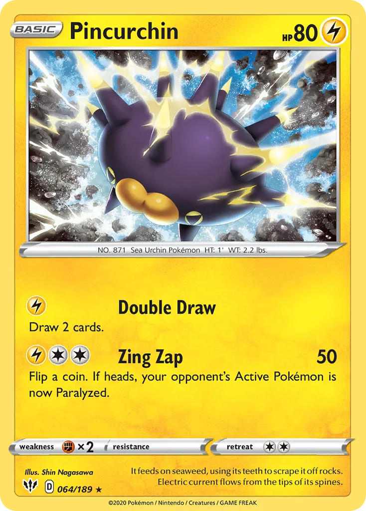 Pincurchin #64, Darkness Ablaze Reverse Foil