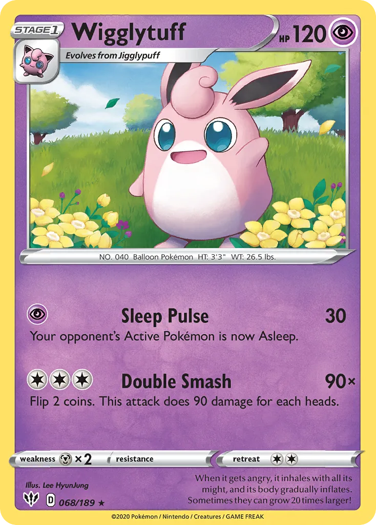 Wigglytuff #68, Darkness Ablaze Reverse Foil