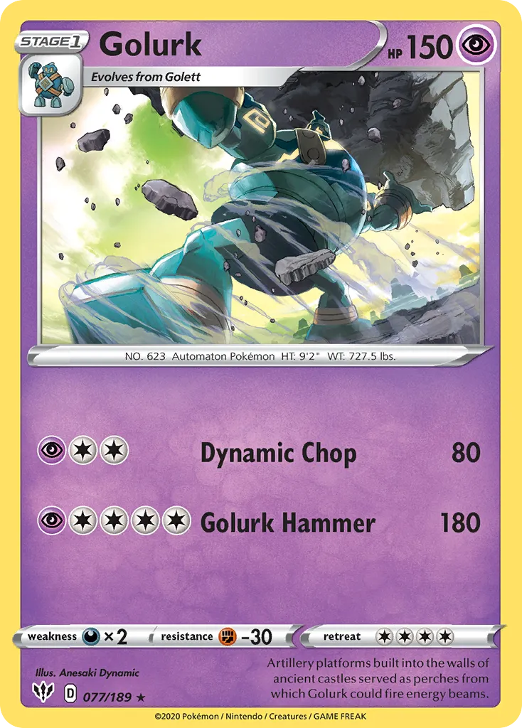 Golurk #77, Darkness Ablaze Reverse Foil