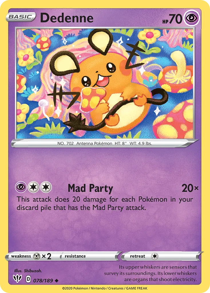 Dedenne #78, Darkness Ablaze Thank You Stamp