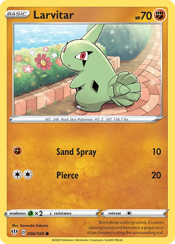 Larvitar #86, Darkness Ablaze Reverse Foil