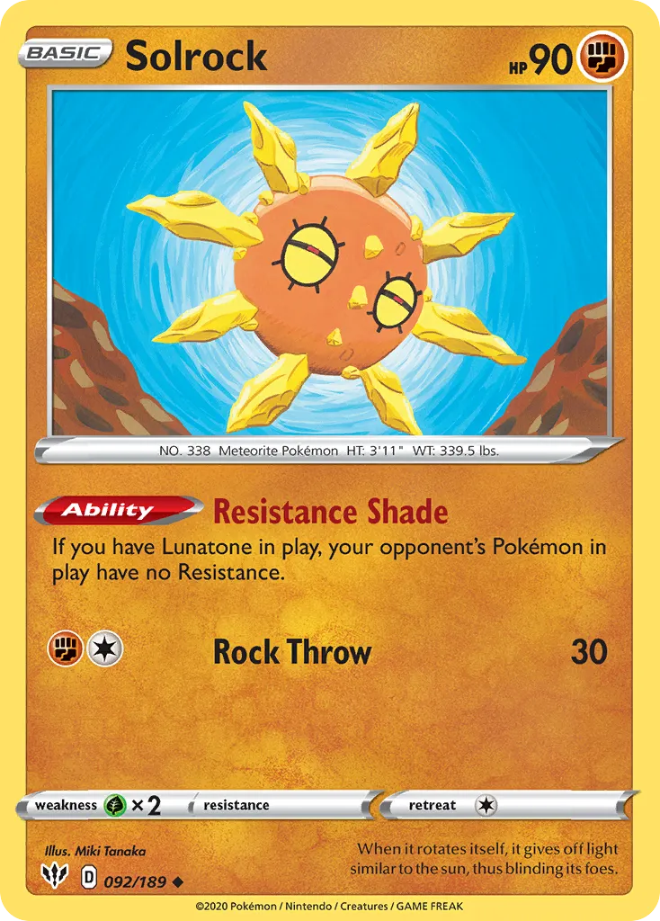 Solrock #92, Darkness Ablaze Reverse Foil