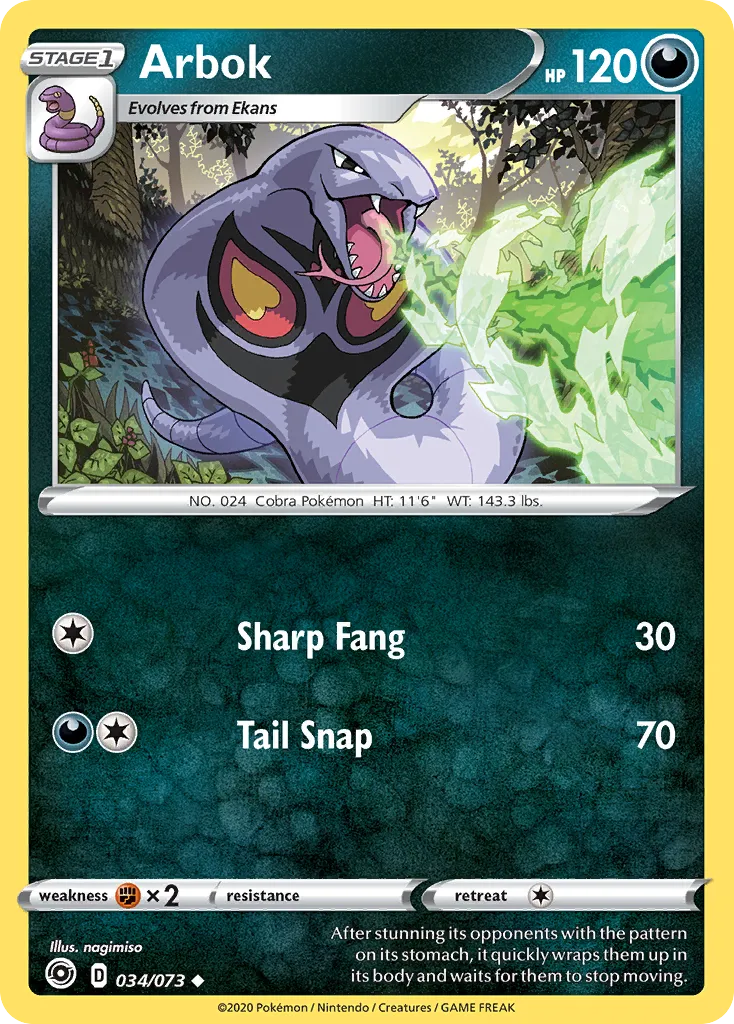 Arbok #34, Champion's Path Reverse Foil