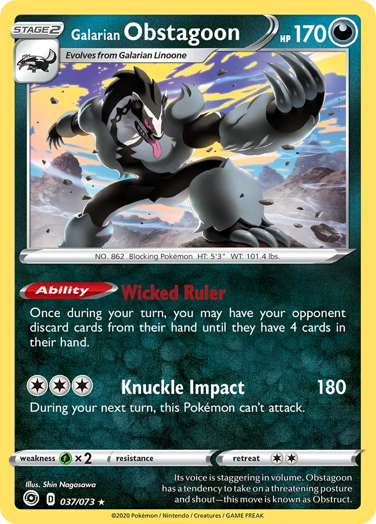 Galarian Obstagoon #37, Champion's Path Reverse Foil