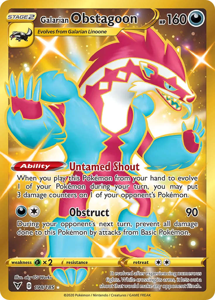 Galarian Obstagoon #198, Vivid Voltage Secret