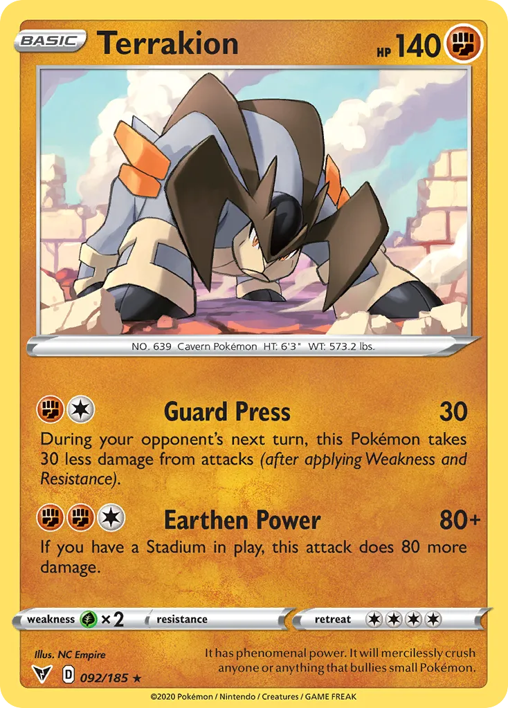 Terrakion #92, Vivid Voltage Reverse Foil