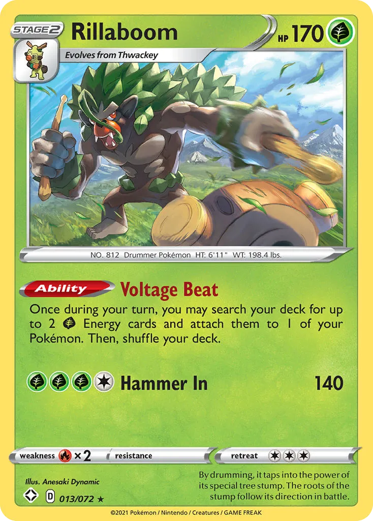 Rillaboom #13, Shining Fates Reverse Foil