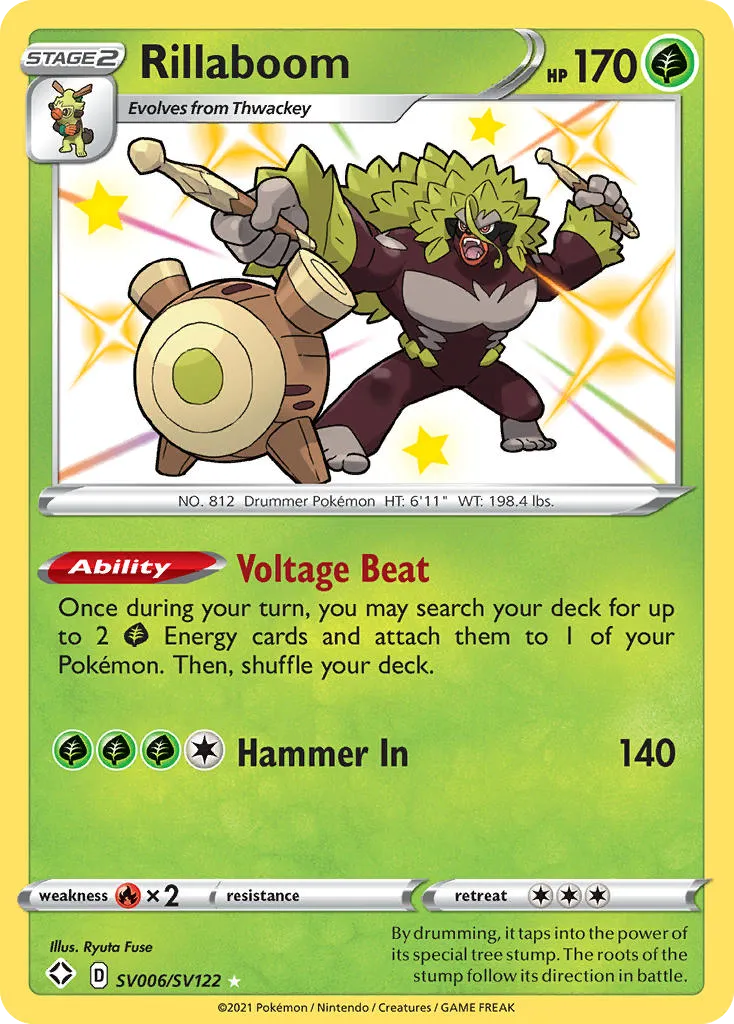 Rillaboom #SV006, Shining Fates Shiny Vault
