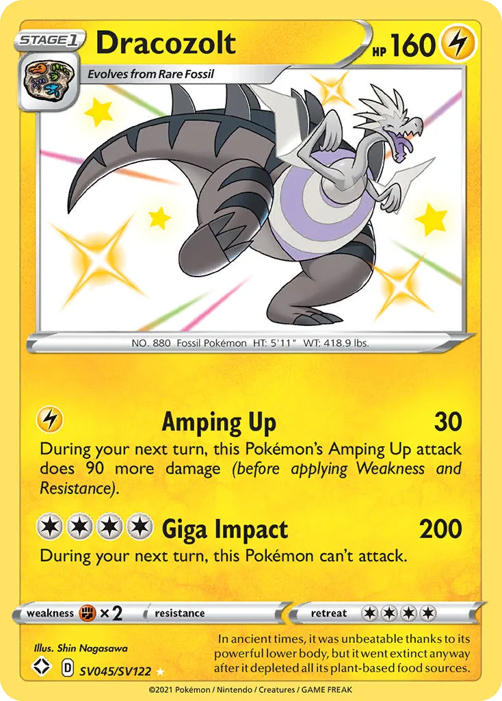 Dracozolt #SV045, Shining Fates Shiny Vault