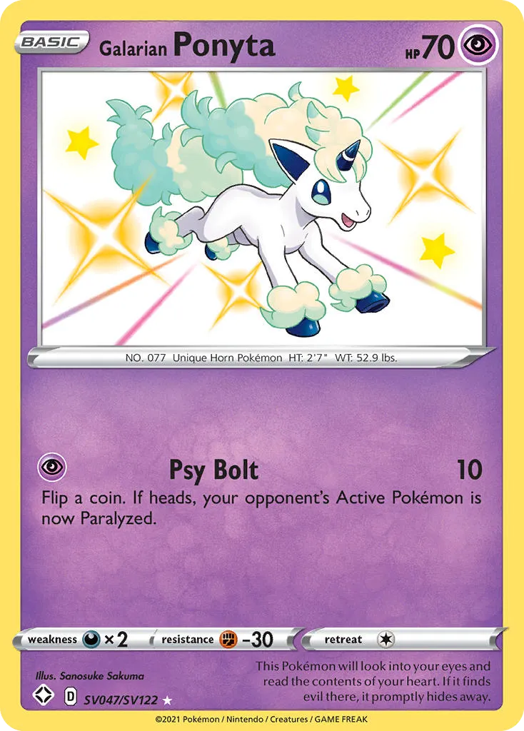 Galarian Ponyta #SV047, Shining Fates Shiny Vault