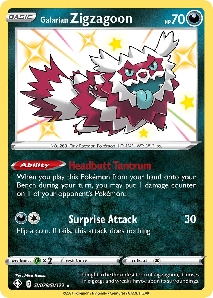 Galarian Zigzagoon #SV078, Shining Fates Shiny Vault