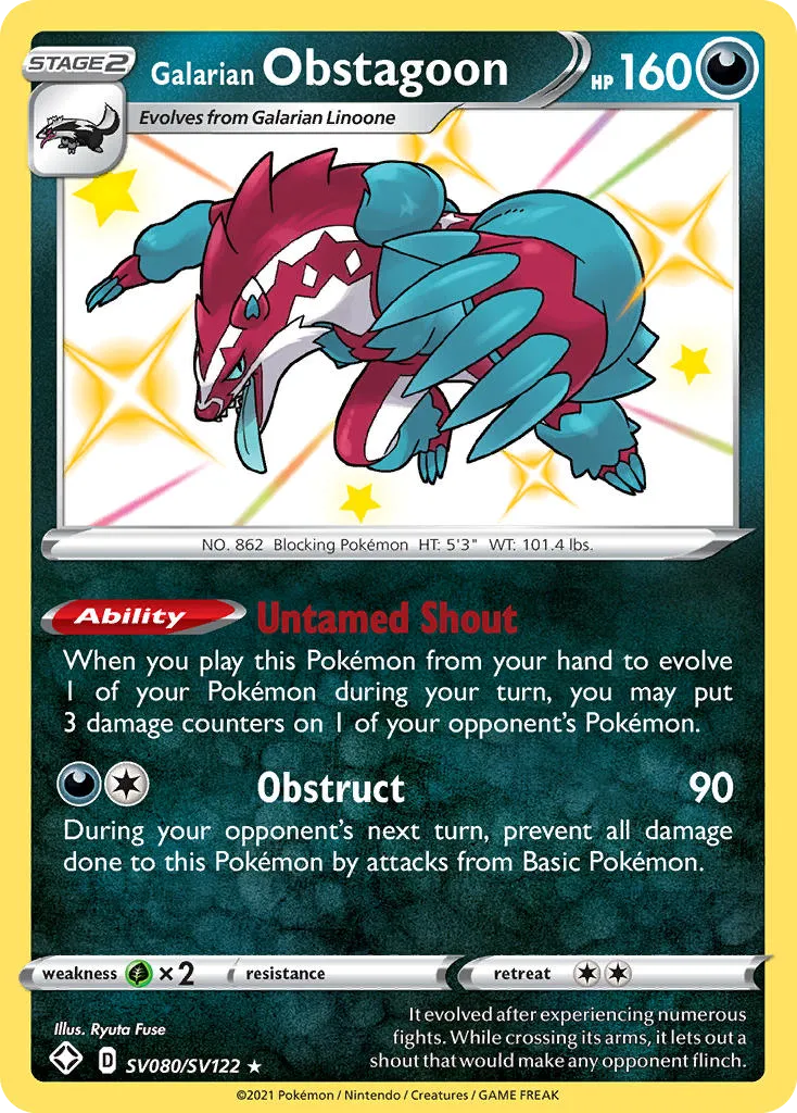 Galarian Obstagoon #SV080, Shining Fates Shiny Vault