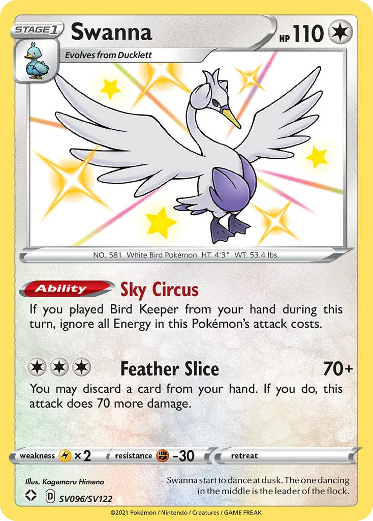 Swanna #SV096, Shining Fates Shiny Vault