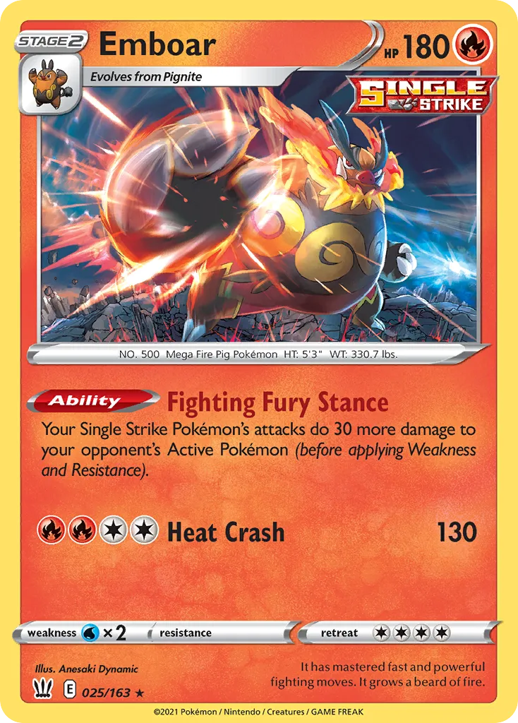 Emboar #25, Battle Styles Reverse Foil
