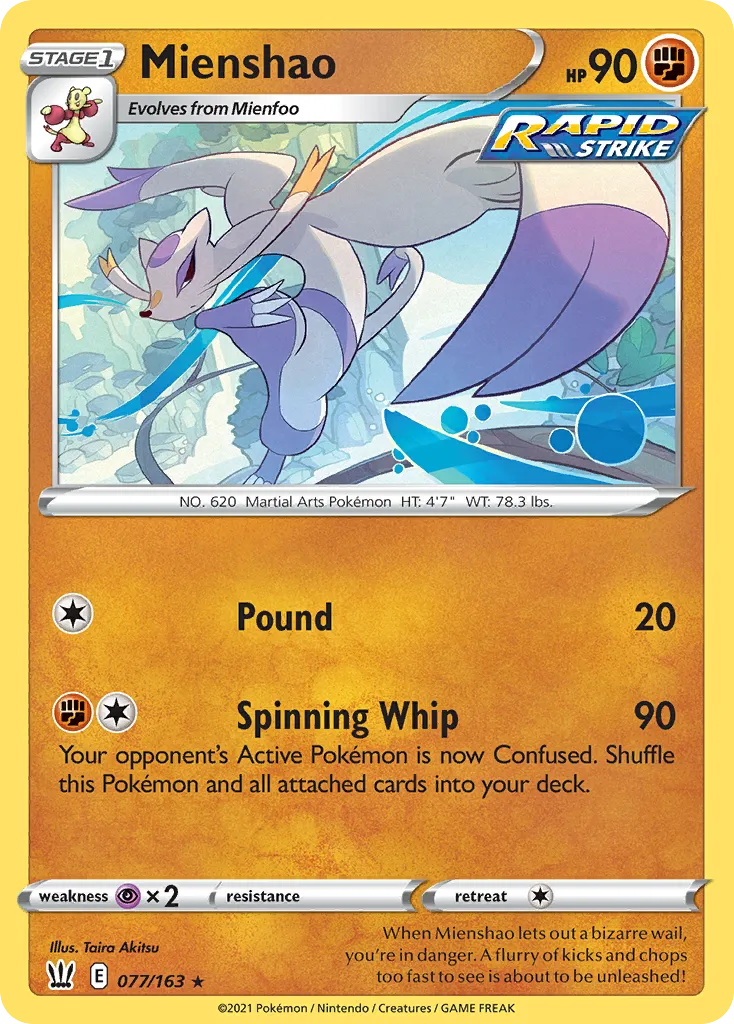 Mienshao #77, Battle Styles Reverse Foil